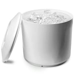Round Ice Bucket White 6 pint Plastic Ice Cube Bucket Wine Cooler with Lid