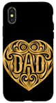 Coque pour iPhone X/XS Dad Coeur Amour Doré Fête des Pères Père Papa
