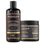 Kerargan - Duo Anti-Chute Shampoing & Masque à l’Huile de Ricin pour Cheveux Secs, Fragilisés, Dévitalisés - Booste la Croissance - Sans Sulfate, Silicone, GMO - 2x500 ml