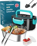 TRAVELISIMO Electric Lunch Box Food Heater - UK Plug 3 in 1 80W, Neon Blue