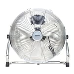 GEEPAS 16 Inch Floor Fan, Floor Standing Cooling Fan with 3 Speed, Tilt Function - Chrome Gym Fan, Electric Portable Cooling Fan, 3 Blades for Powerful Air Circulation Ideal for Home, Garage, Office