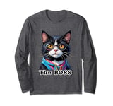 THE "BOSS" fanny Cat Mom Tees. Holiday Style for Cat Lovers Long Sleeve T-Shirt