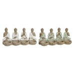 Dekorativ figur Home ESPRIT Hvid Grøn Buddha Orientalsk 24 x 9 x 11 cm (2 enheder)