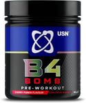 USN Pre Workout B4 Bomb Cherry 180G: Explosive Pre Workout Energy Drink Powder w