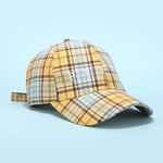 Boeizy Houndstooth Plaid Baseball Cap 4 Colors Optional Outdoor Anti-UV Sun Hat Fashion Trend Plaid Curved Brim Hat Retro Men and Women Caps Dome Hat (Color : Yellow)