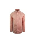 Lacoste Woven Regular Fit Mens Pink Shirt Cotton - Size Medium