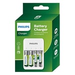 Philips Chargeur Piles Rechargeable - USB - Chargeur de Piles Universel - Piles AA et Piles AAA Inclus