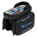 WEST BIKING waterproof bicycle bike mount bag with touch screen view - Blue