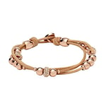 Fossil Bracelet for Women , 19 cm Beige, brown, Rose Gold Base Metal, Genuine Leather Bracelet, JA6539791
