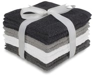 Westlane Linens 8 Cotton Washcloths Set 30 x 30cm Premium 100% Cotton Quality Flannels Face Cloth, Highly Absorbent Soft Feel Fingertip Towels (Washcloth, White, Dim Grey, Warm Grey, Sand Stone)
