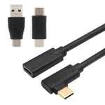 Usb c extender cable Gen 2 (10Gbps) Gold-plated USB C Male to Female Cable Connector,Pass Video, Data, Audio for USB Type-C Data Sync Cable (Adapters+Elbow 0.6m)