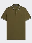 Fred Perry Men's Twin Tipped Fred Perry Shirt in Uniform Green / Light Ice / Night Green
