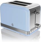 Swan 2 Slice Toasters Retro Blue Toaster Large Slots ST19010BLN