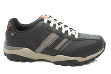 Mens Skechers Hendrick Black Leather Comfort Wide Fit Memory Foam Trainers Shoes