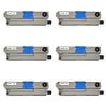 Toner Cartridge for Oki MC562DNW Printer 44469803 Black Cartridge Compatible 6Pk