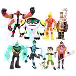 Haloppe 9 st Ben 10 Kineceleran Heatblast LED Actionfigurer Barn Leksak Present Skrivbordsdekor