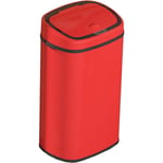 Hobag - Poubelle de cuisine automatique 58L grande capacité en acier rouge avec cerclage