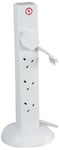 PRO ELEC - 8 Way Surge Protected Tower Extension Lead, 2m, White