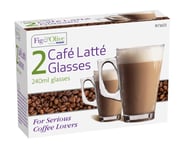 2 X Latte Glasses 240ml for Tea Cappuccino Glass Tassimo Costa Coffee Cups Mugs
