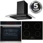 Black Touch Control 13 Function Single Fan Oven, 13A Induction Hob & Curved Hood
