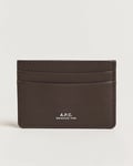 A.P.C. Calf Leather Card Holder Dark Brown