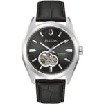 Bulova 96A273 MENS WATCH Surveyor Automatic Heartbeat Silver Black NEW WITH TAGS