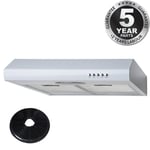 SIA STE50WH 50cm White Slimline Visor Cooker Hood Kitchen Extractor Fan & Filter