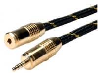 Roline 11.88.4755 Jack Audio Connection Cable [1x Jack 3,5 mm - 1x Jack 3,5 mm] 5,00 m Svart/Guld Skärmad