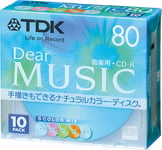 TDK Compact Disc CD-R for Music"Dear MUSIC" 80min Hand writable 5Color mix 10Pack 5mm case CD-RDE80CMX10N (Japan Import)