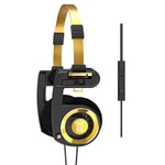 Koss Porta Pro Limited Edition Black Gold On-Ear Headphones, in-Line Microphone, Volume Control and Touch Remote Control, Includes Hard Carrying Case, Wired with 3.5mm Plug, Black and Gold