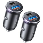 LISEN Allume-cigares USB C, 2-Pack & 54W Double Ports Rapide, Chargeur Voiture USB C Sécurisés, Prise Allume Cigare 12V acev iPhone 16/15 Samsung S25/S24 iPad Airpods