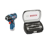 Bosch Professional 06019E0002 10.8 V GDR Li-Ion Brushless Impact Driver Bare Unit - Blue + 2608551079 6-Piece nutsetter Set 50 mm 6, 7, 8, 10, 12, 13 mm, Grey, BPSTL17627-2608551079