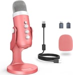 zealsound USB Microphone, k66 Pink Podcast Mic for iPhone PC Android PS5 Mac, w