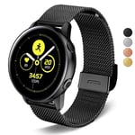 DEALELE Compatible with Samsung Gear Sport/Galaxy Watch 42mm / Galaxy 3 41mm / Galaxy Watch 4 / Active 2, 20mm Stainless Steel Metal Mesh Replacement Strap for Huawei GT3 42mm / GT2 42mm (Black)