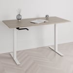 Höj och sänkbart skrivbord, vev, vitt stativ, ek bordsskiva 100x70cm