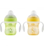 Chicco Transition Cup Verre anti-goutte pour enfants, 200 ml, tasse Biberon 4 mois pour apprendre à boire, avec bec ergonomique en silicone, double valve anti-colique, sans BPA - Jaune ou vert