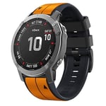 För Garmin Descent Mk2i 22mm Silikon Sport Tvåfärgad Klockarmband UCC Orange-Black