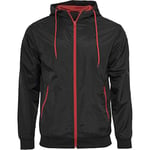 Build Your Brand Men's Windrunner Jacket, Multicolour (Blk/Red 00044)-Large (Manufacturer :Large)