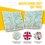 2 x Square Stickers 10 cm - Vintage Oriental Style Nightingale  Cool Gift #16318