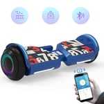 QINGMM Hoverboard,Self Balancing Electric Scooter with Bluetooth Speakers And LED Glowing Tires,for Kids And Adult, Smart App Control,Blue