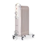 Oil Radiator Heater Electric Radiator Thermostat 2000 W 3 Heat Settings Taupe