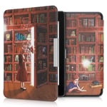 kwmobile Case Compatible with Amazon Kindle Paperwhite (10. Gen - 2018) - Case PU e-Reader Cover - Magical Library Multicolor