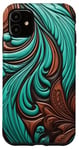 iPhone 11 Turquoise and Chocolate Tooled Western Patterns Case