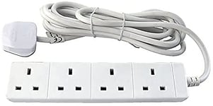 Extension Lead 4 Way, Surge Protection Power Strip, Wall Hanging Extension Cable, Power Adaptor With UK Plug, Extension Cord, Wall Mountable for Home, Office, and More (5M)