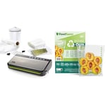 FoodSaver FFS005X Machine sous Vide avec Compartiment de Rangement pour Rouleau et Cutter, Fonction Pulse pour Aliments Fragiles + d’Emballage sous Vide, Sacs recyclables