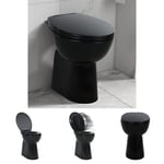 The Living Store Hög toalettstol 7 cm utan spolkant mjuk stängning keramik svart -  Toaletter