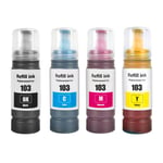 4 Ink Bottles (Set) 70ml for Epson EcoTank L1110, L3100CIS, L3110, L3150