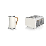 Swan Nordic 1.7 Litre Jug Kettle and 4 Slice Toaster Slate Cotton White