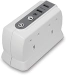 Masterplug SRGDU41PW2-MP Heavy Duty Four Socket Surge Protected Extension Lead with 2 USB Ports, 1 Metre, White , 240 Volts