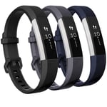 INF Fitbit Alta/Alta HR armband silikon 3-pack (S) Svart/Grå/Blå